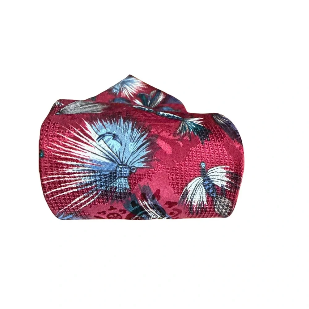 Mezzano Silk Necktie Mens Burgundy‎ Fishing Lure Fly Tying USA Made Fashion